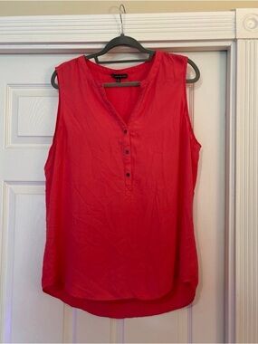 Adrianna Papell Salmon Sleeveless Henley-Style Camisole